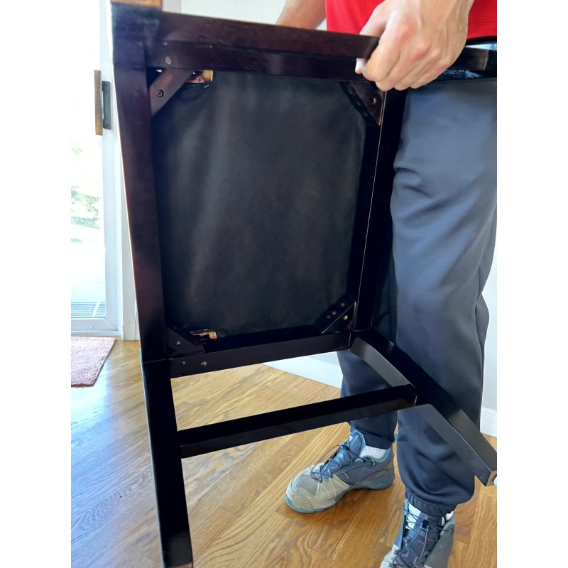 Sleek Art Deco Inspired Dining Set Black Wood Pedestal Dining Table & 4 Colorful Striped Upholstery Chairs