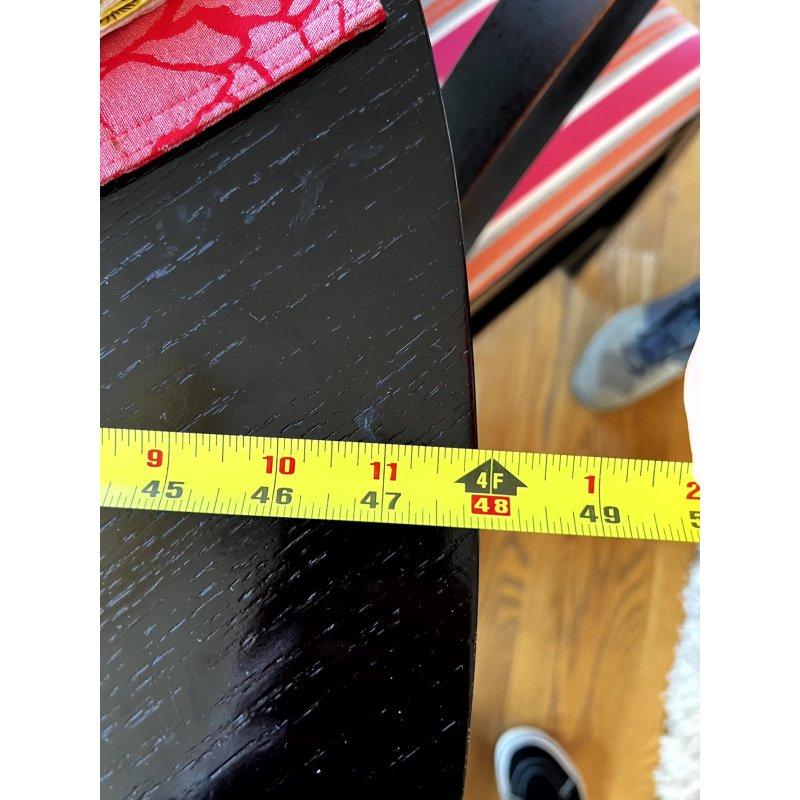 Sleek Art Deco Inspired Dining Set Black Wood Pedestal Dining Table & 4 Colorful Striped Upholstery Chairs