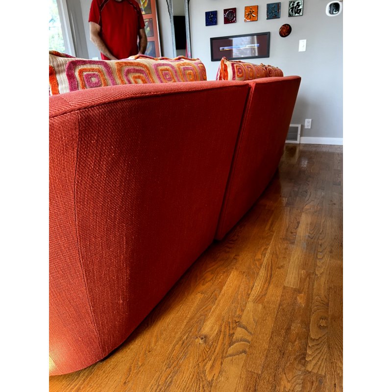 Red Curved Sectional Sofa 116" Cuddle Couch, Art Deco