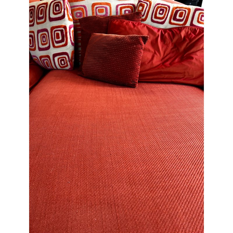 Red Curved Sectional Sofa 116" Cuddle Couch, Art Deco