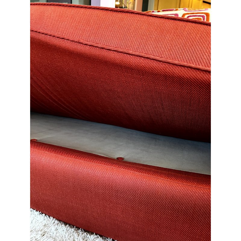 Red Curved Sectional Sofa 116" Cuddle Couch, Art Deco