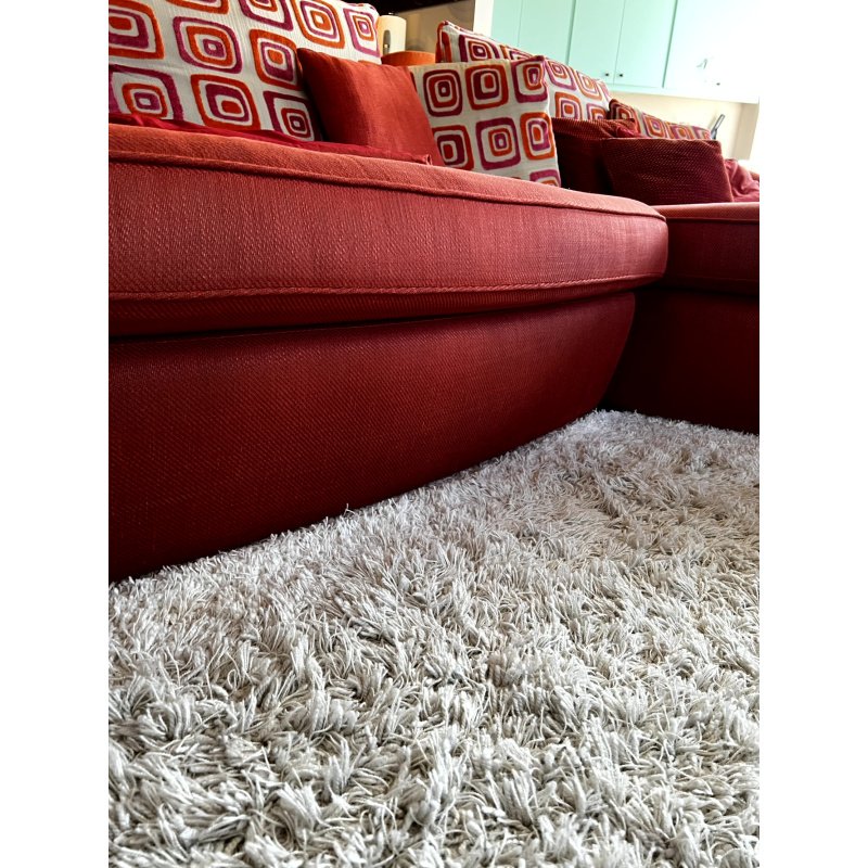 Red Curved Sectional Sofa 116" Cuddle Couch, Art Deco