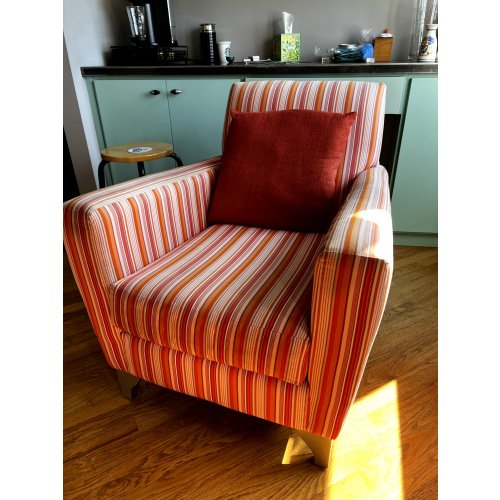 Carter Accent Chair Astoria Sunset Upholstery, Colorful Striped Statement Chair, Jofran Furniture
