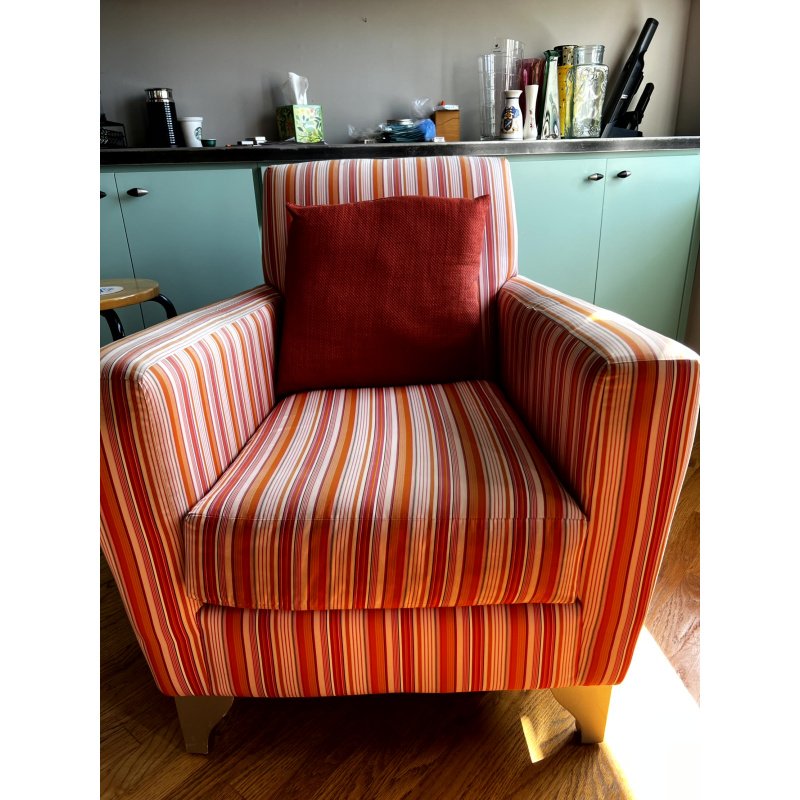Carter Accent Chair Astoria Sunset Upholstery, Colorful Striped Statement Chair, Jofran Furniture