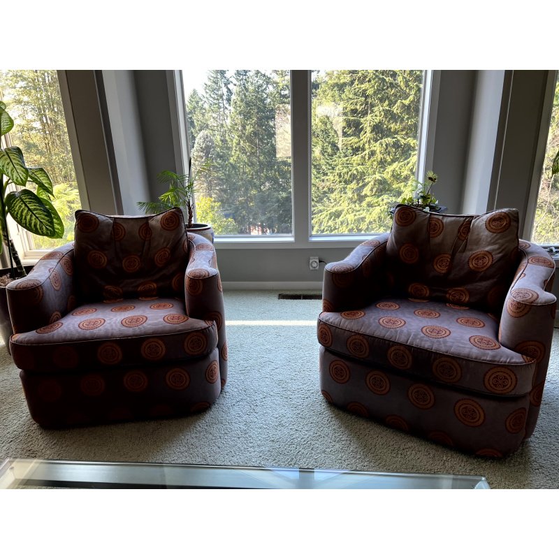 PAIR Atelier Home Alexis Swivel Chair, Saraband Rondo L. Greenberg & Son Designer Fabric