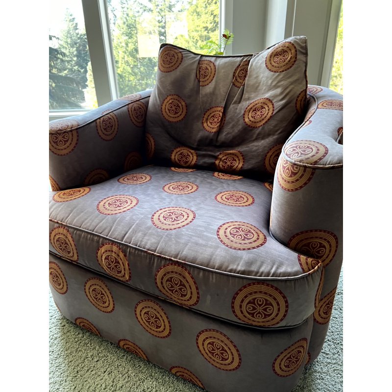 PAIR Atelier Home Alexis Swivel Chair, Saraband Rondo L. Greenberg & Son Designer Fabric