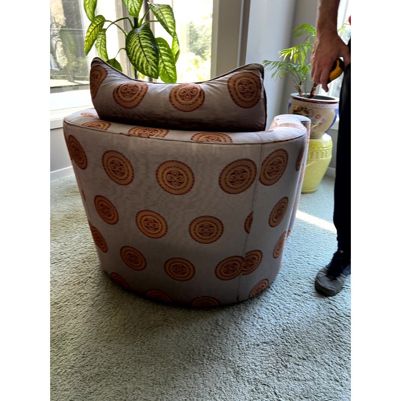 PAIR Atelier Home Alexis Swivel Chair, Saraband Rondo L. Greenberg & Son Designer Fabric