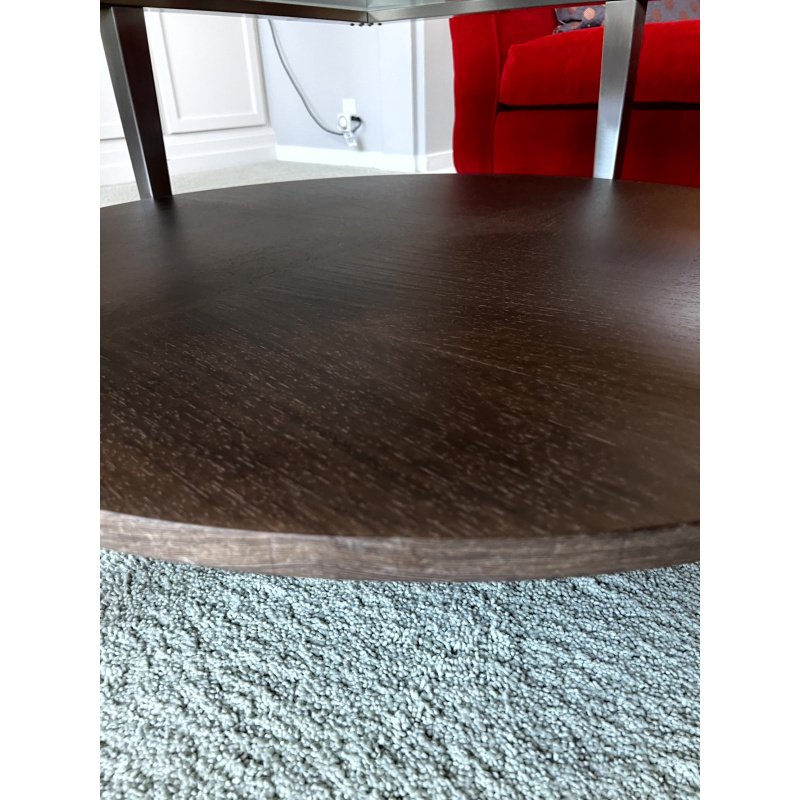 Glass Top Coffee Table, 44" Square Glass Top With Solid Wood Bottom, Traditional MCM