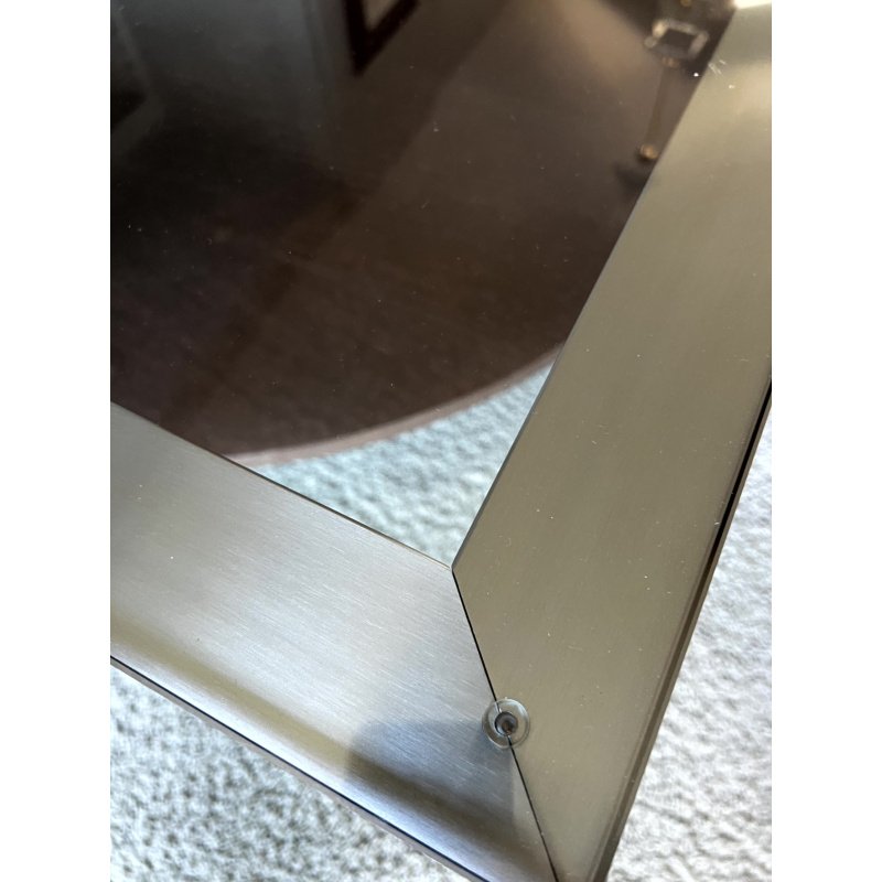 Glass Top Coffee Table, 44" Square Glass Top With Solid Wood Bottom, Traditional MCM