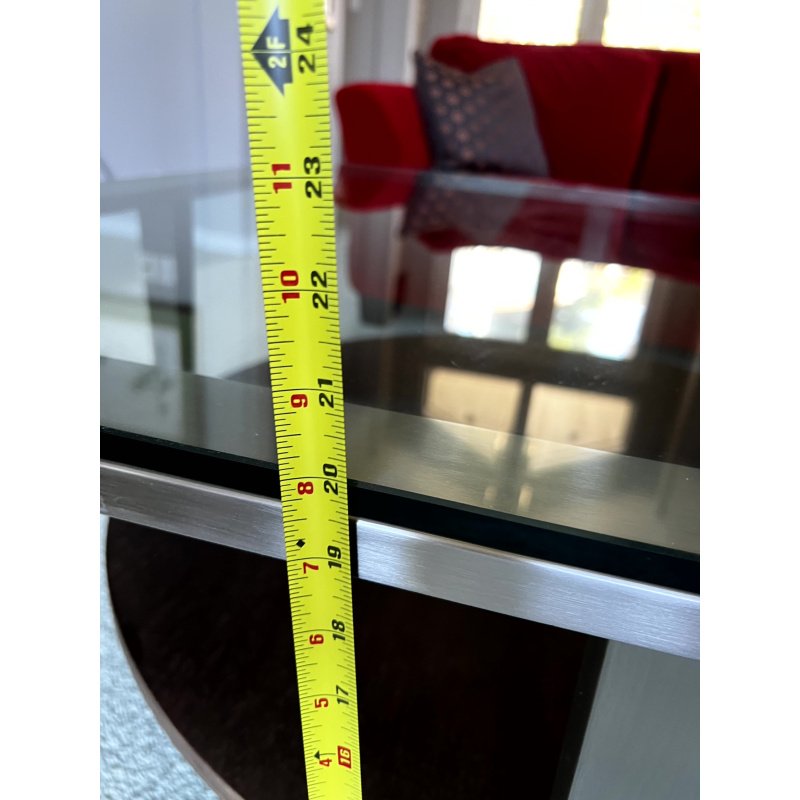 Glass Top Coffee Table, 44" Square Glass Top With Solid Wood Bottom, Traditional MCM