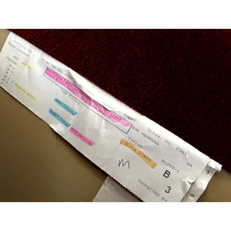 Custom L. Greenberg and Associates Red Monaco Loveseat With 2 Designer Saraband Bolero Pillows