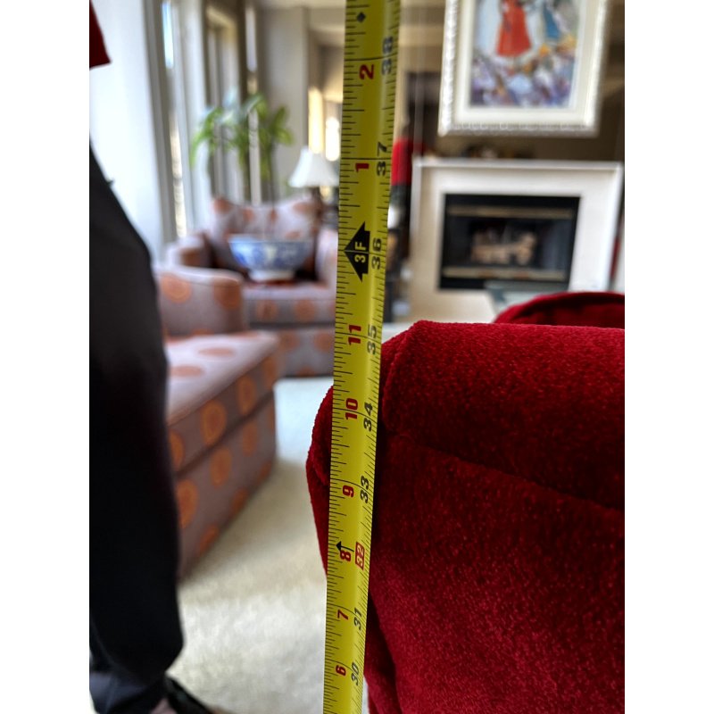 Custom L. Greenberg and Associates Red Monaco Loveseat With 2 Designer Saraband Bolero Pillows