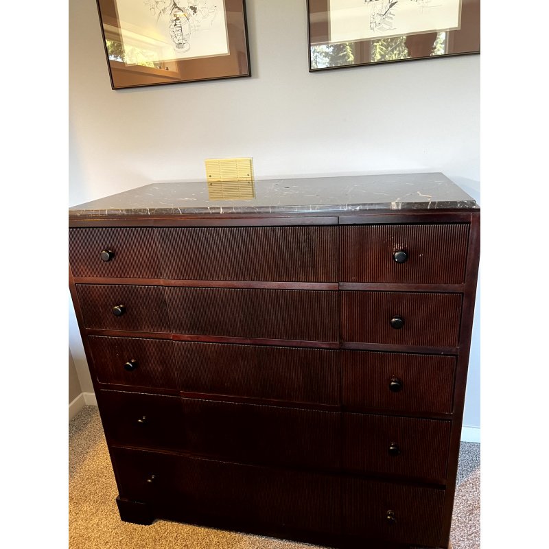 Thomas O’Brien Collection for Hickory Chair Marble Top Endicott Chest, 5-Drawer Dresser