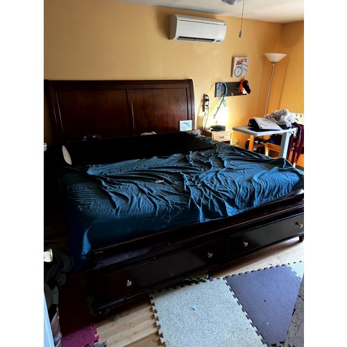 King Size Sleigh Storage Bed Frame, Built In Storage, Wooden Bed